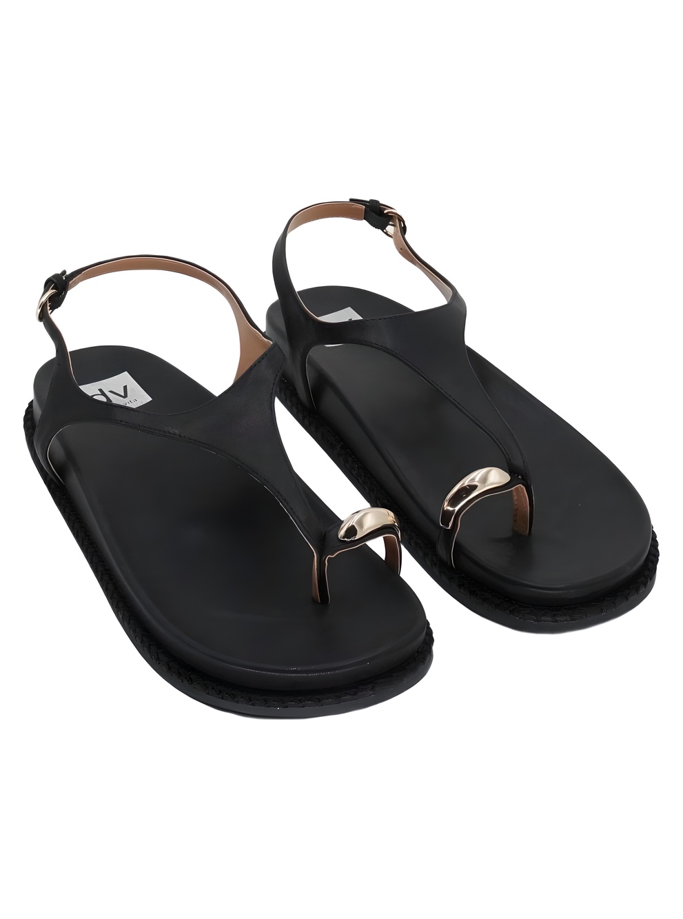 DV Dolce Vita Womens Pacey Black Round Toe Ring F Thong Sandals Size 10M
